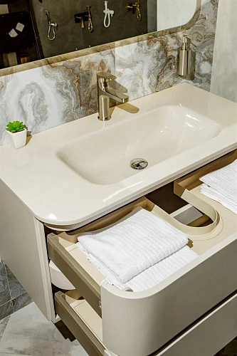 Тумба с раковиной Armadi Art OVALE 100 см MATT CASHMERE OV0020200-100 Тумба с раковиной Armadi Art OVALE 100 см MATT CASHMERE OV0020200-100