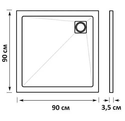 Душевой поддон Taliente 90x90x3,5см, квадратный без сифона PTA-ST-90Wstone Душевой поддон Taliente 90x90x3,5см, квадратный без сифона PTA-ST-90Wstone