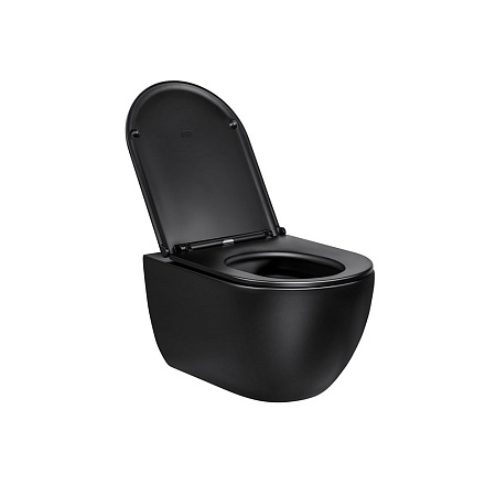 Унитаз подвесной Vincea Evo VT1-34MB безободковый, матовый черный, ультратонкое soft-close сиденье Унитаз подвесной Vincea Evo VT1-34MB безободковый, матовый черный, ультратонкое soft-close сиденье