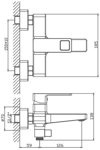 Смеситель для ванны Haiba HB60615, хром Смеситель для ванны Haiba HB60615, хром