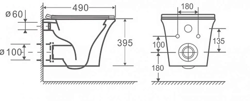 Унитаз подвесной CeramaLux 2622E белый с крышкой микролифт Унитаз подвесной CeramaLux 2622E белый с крышкой микролифт