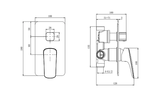 Смеситель для ванны Aquatek ВЕГА AQ1046MB черный матовый, встраиваемый Смеситель для ванны Aquatek ВЕГА AQ1046MB черный матовый, встраиваемый