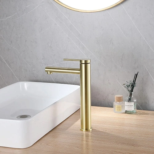 Смеситель для раковины ABBER Emotion AF8811G золото матовое Смеситель для раковины ABBER Emotion AF8811G золото матовое