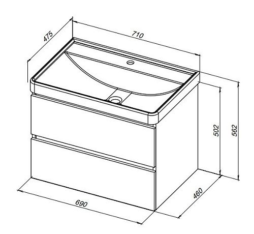 Тумба под раковину Aquanet Вега 70 (2 ящика) 00308333 Тумба под раковину Aquanet Вега 70 (2 ящика) 00308333