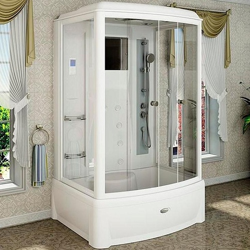 Душевая кабина Radomir Диана 108х139 1-05-1-0-0-0650 высокий поддон с каркасом, слив-перелив, стекло прозрачное, функция Пар, FM-приемник, освещение, вентиляция, профиль белый Душевая кабина Radomir Диана 108х139 1-05-1-0-0-0650 высокий поддон с каркасом, слив-перелив, стекло прозрачное, функция Пар, FM-приемник, освещение, вентиляция, профиль белый