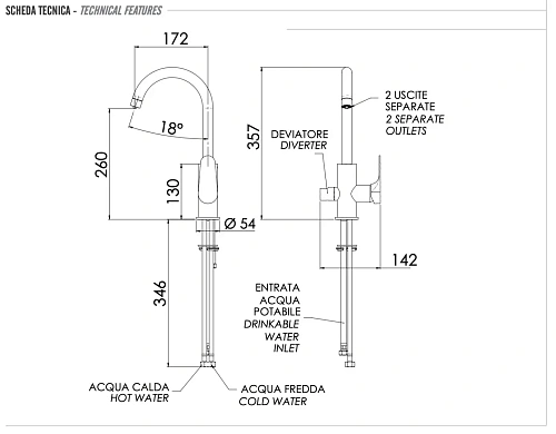 Смеситель для кухни Remer Class Line L79DW Смеситель для кухни Remer Class Line L79DW