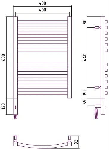 Полотенцесушитель электрический Сунержа Аркус 3.0 600х400 МЭМ левый 071-5704-6040 Сатин Полотенцесушитель электрический Сунержа Аркус 3.0 600х400 МЭМ левый 071-5704-6040 Сатин