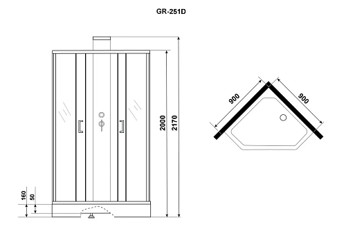 Душевая кабина GROSSMAN Elegans GR251D (90x90x217) Душевая кабина GROSSMAN Elegans GR251D (90x90x217)