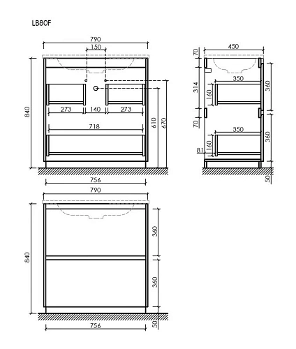 Тумба под раковину Sancos Libra Floor LB80FECH напольная, 790х450х840 дуб чарльстон Тумба под раковину Sancos Libra Floor LB80FECH напольная, 790х450х840 дуб чарльстон