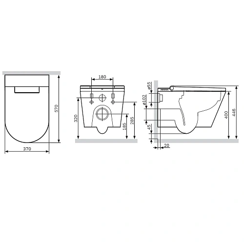 Унитаз подвесной AM.PM Inspire CCC501700SC с интегрированным электронным биде с сиденьем Унитаз подвесной AM.PM Inspire CCC501700SC с интегрированным электронным биде с сиденьем