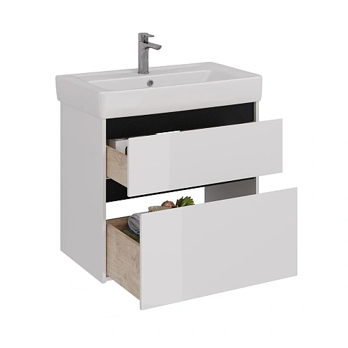 Тумба под раковину Lemark COMBI 80 см подвесная/напольная, черный/белый LM03C80T-black Тумба под раковину Lemark COMBI 80 см подвесная/напольная, черный/белый LM03C80T-black