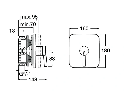 Смеситель для душа Roca Pals скрытого монтажа 5A2B6DC00 Смеситель для душа Roca Pals скрытого монтажа 5A2B6DC00