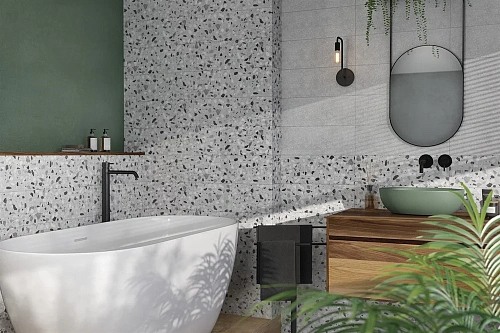 Плитка керамическая Cersanit Terrazzo камушки серый 19,8x59,8 TES091 Плитка керамическая Cersanit Terrazzo камушки серый 19,8x59,8 TES091