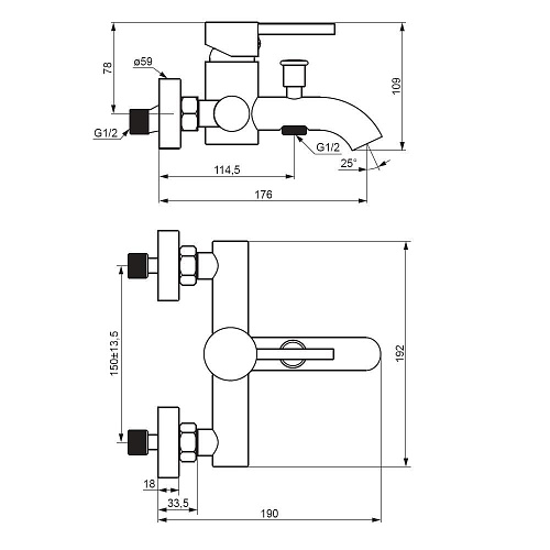 Смеситель для ванны Damixa Scandinavian Pure 361000300 черный Смеситель для ванны Damixa Scandinavian Pure 361000300 черный