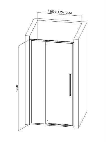 Душевая дверь AQUAme AQM7108-2-12 1200x1950мм стекло 6мм, цвет профиля матовый черный Душевая дверь AQUAme AQM7108-2-12 1200x1950мм стекло 6мм, цвет профиля матовый черный