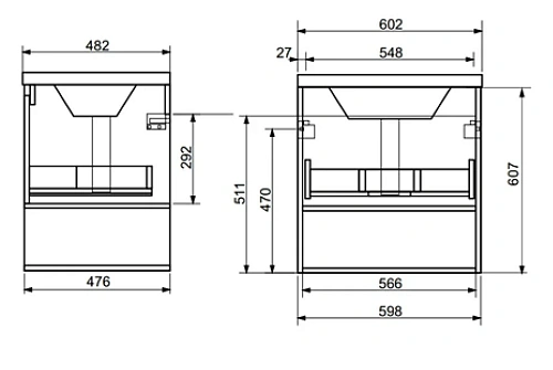 Тумба с раковиной Эстет Monaco Wood ФР-00010681 600х480 подвесная 1 ящик Тумба с раковиной Эстет Monaco Wood ФР-00010681 600х480 подвесная 1 ящик