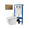 Комплект инсталляции Point Элемент PN45120 с клавишей смыва Афина, бронза брашированная, PN44041BB и унитазом Сатурн белый, с сиденьем микролифт PN41901 Комплект инсталляции Point Элемент PN45120 с клавишей смыва Афина, бронза брашированная, PN44041BB и унитазом Сатурн белый, с сиденьем микролифт PN41901