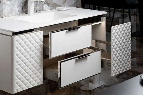 Тумба под раковину Armadi Art ROMBO 120 777-120-WCR белый матовый/хром Тумба под раковину Armadi Art ROMBO 120 777-120-WCR белый матовый/хром