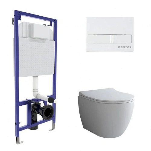 Комплект унитаза BERGES OKUS с инсталляцией NOVUM, кнопка L1, сидение Toma Slim SO 043263 Комплект унитаза BERGES OKUS с инсталляцией NOVUM, кнопка L1, сидение Toma Slim SO 043263