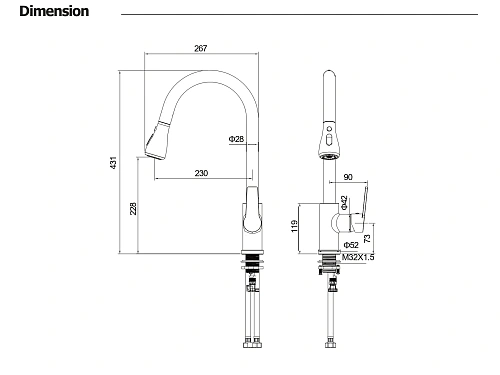 Смеситель для кухни Aquatek ЛУГАНО AQ1784CR с вытяжным изливом, хром Смеситель для кухни Aquatek ЛУГАНО AQ1784CR с вытяжным изливом, хром