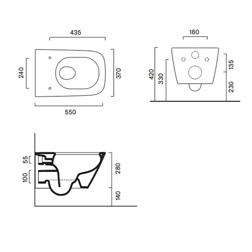 Унитаз подвесной Catalano Green 0411550001 55x37, безободковый, белый глянцевый Унитаз подвесной Catalano Green 0411550001 55x37, безободковый, белый глянцевый