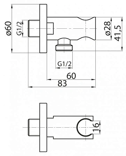 Шланговое подключение CEZARES CZR-AI13-01 с держателем ручного душа, хром Шланговое подключение CEZARES CZR-AI13-01 с держателем ручного душа, хром