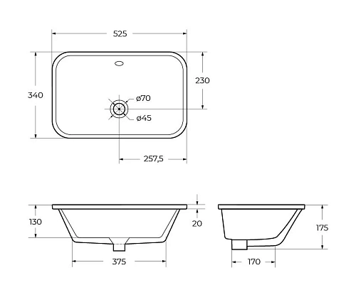 Раковина BelBagno BB1009 керамическая встраиваемая снизу 525x340 белый Раковина BelBagno BB1009 керамическая встраиваемая снизу 525x340 белый