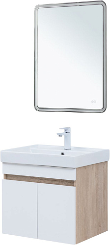 Тумба под раковину Aquanet Оптима 60 00344799 дуб светлый/белый сатин Тумба под раковину Aquanet Оптима 60 00344799 дуб светлый/белый сатин