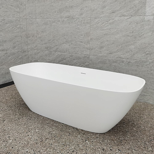 Ванна отдельностоящая ABBER AS9632 165x70,5 универсальная, белая матовая, искусственный камень Ванна отдельностоящая ABBER AS9632 165x70,5 универсальная, белая матовая, искусственный камень