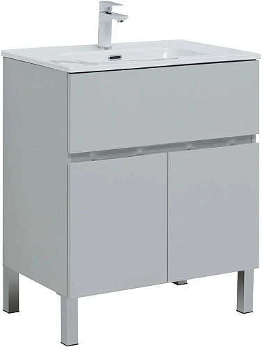 Тумба под раковину Aquanet Алвита New 70 1 ящик, 2 дверцы, серый 00303899 Тумба под раковину Aquanet Алвита New 70 1 ящик, 2 дверцы, серый 00303899