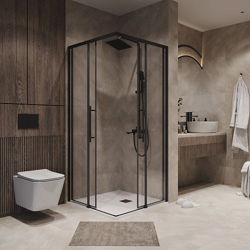 Душевой уголок Niagara Nova NG-6829-34BLACK (90x90x195) квадратная, раздвижная, черный матовый, стекло прозрачноее Душевой уголок Niagara Nova NG-6829-34BLACK (90x90x195) квадратная, раздвижная, черный матовый, стекло прозрачноее