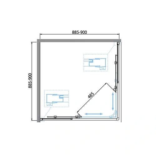 Душевой уголок BelBagno DUE-A-2-90-C-Cr 90x90 см, профиль хром, стекло прозрачное Душевой уголок BelBagno DUE-A-2-90-C-Cr 90x90 см, профиль хром, стекло прозрачное