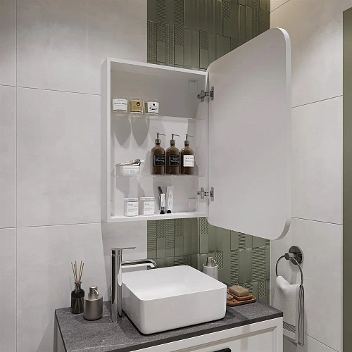 Зеркальный шкаф STWORKI Алта 60 см, с LED подсветкой и часами, смарт, прямоугольное, сенсорное управ 551041 Зеркальный шкаф STWORKI Алта 60 см, с LED подсветкой и часами, смарт, прямоугольное, сенсорное управ 551041