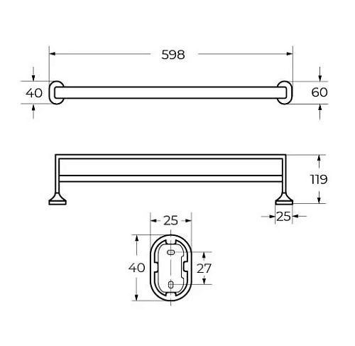 Полотенцедержатель Art&Max Ovale AM-E-4048B двойной (600 мм) Полотенцедержатель Art&Max Ovale AM-E-4048B двойной (600 мм)