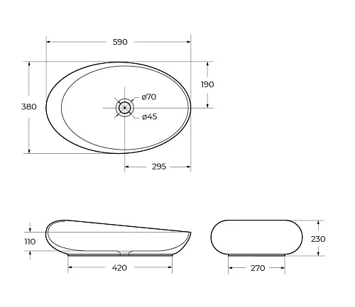 Раковина BelBagno BB1396 590x380 белый Раковина BelBagno BB1396 590x380 белый