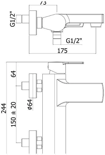 Смеситель для ванны Paffoni West WS022CR Смеситель для ванны Paffoni West WS022CR