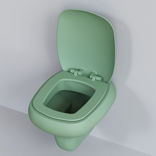 Унитаз подвесной Diamond 123T21001R (530x405x375) мятный матовый безободковый с толстой крышкой 123T21001R-122T21001 Унитаз подвесной Diamond 123T21001R (530x405x375) мятный матовый безободковый с толстой крышкой 123T21001R-122T21001