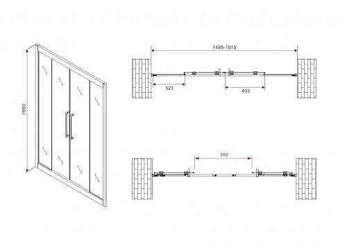 Душевая дверь ABBER Schwarzer Diamant AG33150H 150 см универсальная, профиль хром, стекло прозрачное Душевая дверь ABBER Schwarzer Diamant AG33150H 150 см универсальная, профиль хром, стекло прозрачное