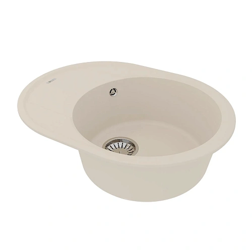 Кухонная мойка Lemark LACHA 620 врезная овальная из кварцгранита, с крылом, шампань 9910054 Кухонная мойка Lemark LACHA 620 врезная овальная из кварцгранита, с крылом, шампань 9910054