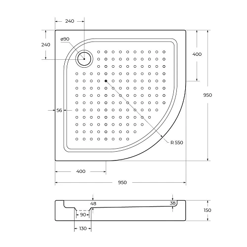 Душевой поддон BelBagno TRAY-BB-R-95-550-15-W 950x950 акриловый белый Душевой поддон BelBagno TRAY-BB-R-95-550-15-W 950x950 акриловый белый