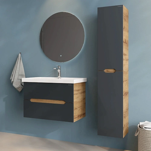 Тумба под раковину Onika Айленд 70 см 107068 подвесная, графит/дуб крафт золотой (для Фостер 70) Тумба под раковину Onika Айленд 70 см 107068 подвесная, графит/дуб крафт золотой (для Фостер 70)