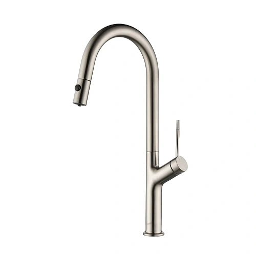 Смеситель для кухни AQUAme Cucina AQM9905BN с выдвижным изливом, с подключением к фильтру с питьевой водой, никель шлифованный Смеситель для кухни AQUAme Cucina AQM9905BN с выдвижным изливом, с подключением к фильтру с питьевой водой, никель шлифованный