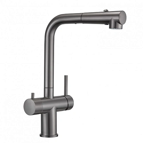 Смеситель для кухни Milacio Ultra 561 (MCU.561.GM) под фильтр, вороненая сталь с вытяжной лейкой Смеситель для кухни Milacio Ultra 561 (MCU.561.GM) под фильтр, вороненая сталь с вытяжной лейкой