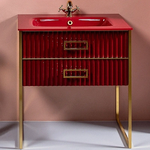 Тумба под раковину Armadi Art Monaco 80см бордо глянец + золото под раковину 866-080-RG Тумба под раковину Armadi Art Monaco 80см бордо глянец + золото под раковину 866-080-RG