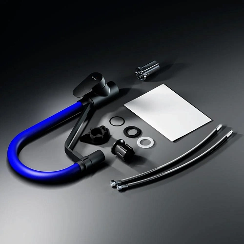 Смеситель для кухни AM.PM Like F8007827 с каналом для питьевой воды и гибким изливом, черный/синий Смеситель для кухни AM.PM Like F8007827 с каналом для питьевой воды и гибким изливом, черный/синий