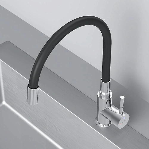 Смеситель для кухни AM.PM X-Joy S F85B07602 с гибким изливом, черный/хром Смеситель для кухни AM.PM X-Joy S F85B07602 с гибким изливом, черный/хром