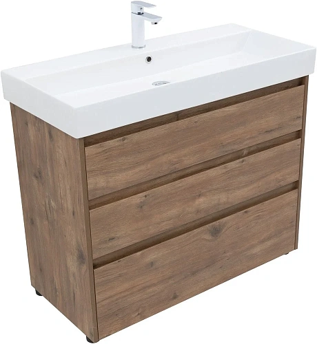 Тумба под раковину Aquanet Nova Lite 100 дуб рустикальный (3 ящика) 00302480 Тумба под раковину Aquanet Nova Lite 100 дуб рустикальный (3 ящика) 00302480