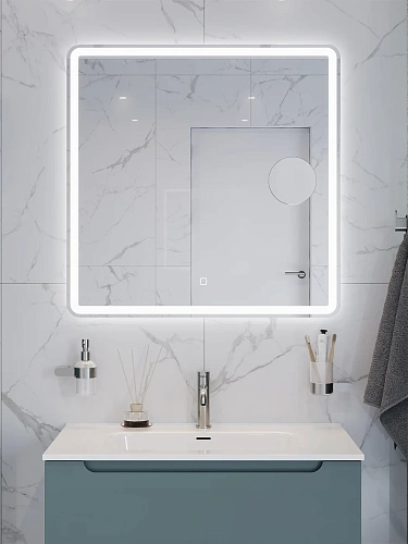 Зеркало BelBagno SPC-MAR-800-800-LED-TCH-LNZ с подсветкой и встроенной линзой 3-х кратного увеличения Зеркало BelBagno SPC-MAR-800-800-LED-TCH-LNZ с подсветкой и встроенной линзой 3-х кратного увеличения