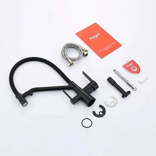 Смеситель для кухни Raglo R80.62.06 с гибким изливом с подключением к фильтру, черный Смеситель для кухни Raglo R80.62.06 с гибким изливом с подключением к фильтру, черный