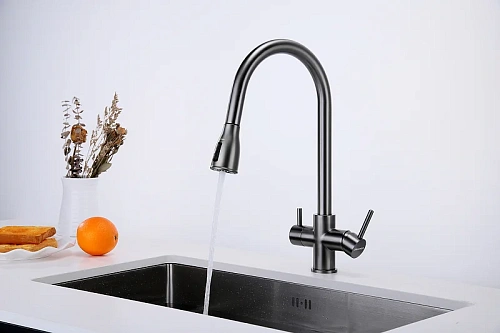 Смеситель для кухни Paulmark Lange вороненая сталь La214212-GM Смеситель для кухни Paulmark Lange вороненая сталь La214212-GM